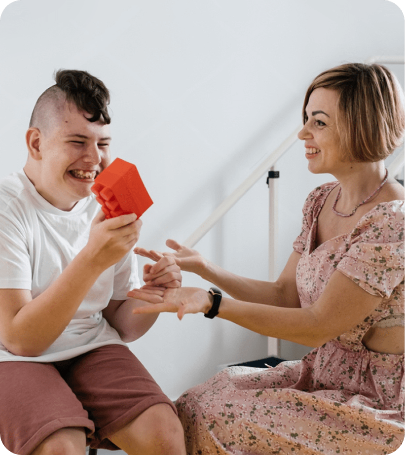 Caregiver supporting therapy session