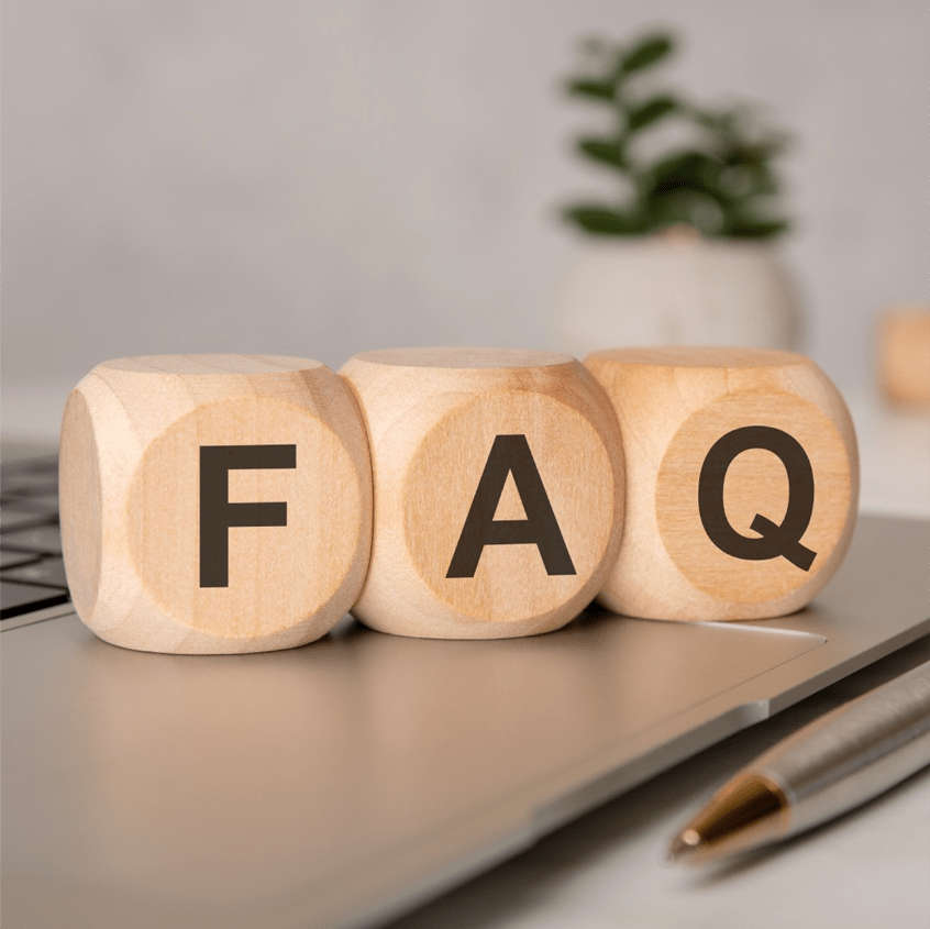 FAQ blocks on a desk