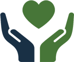 Hands supporting a heart icon