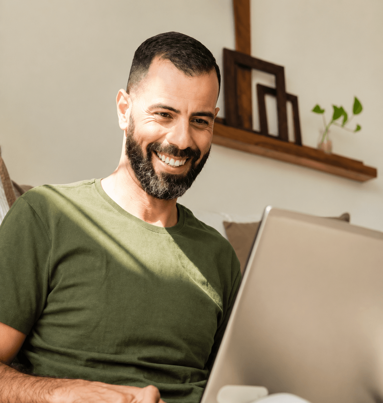 Person using a laptop at home