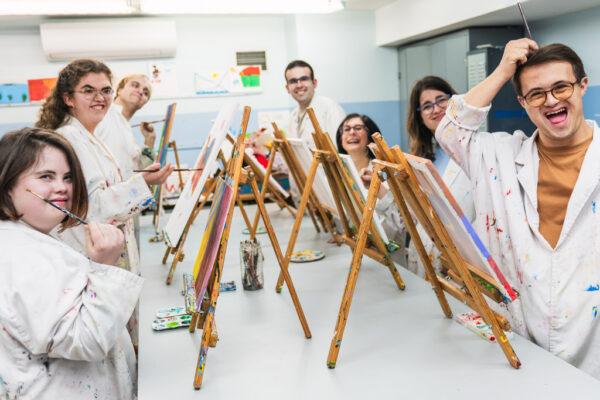 Group participating in an art class